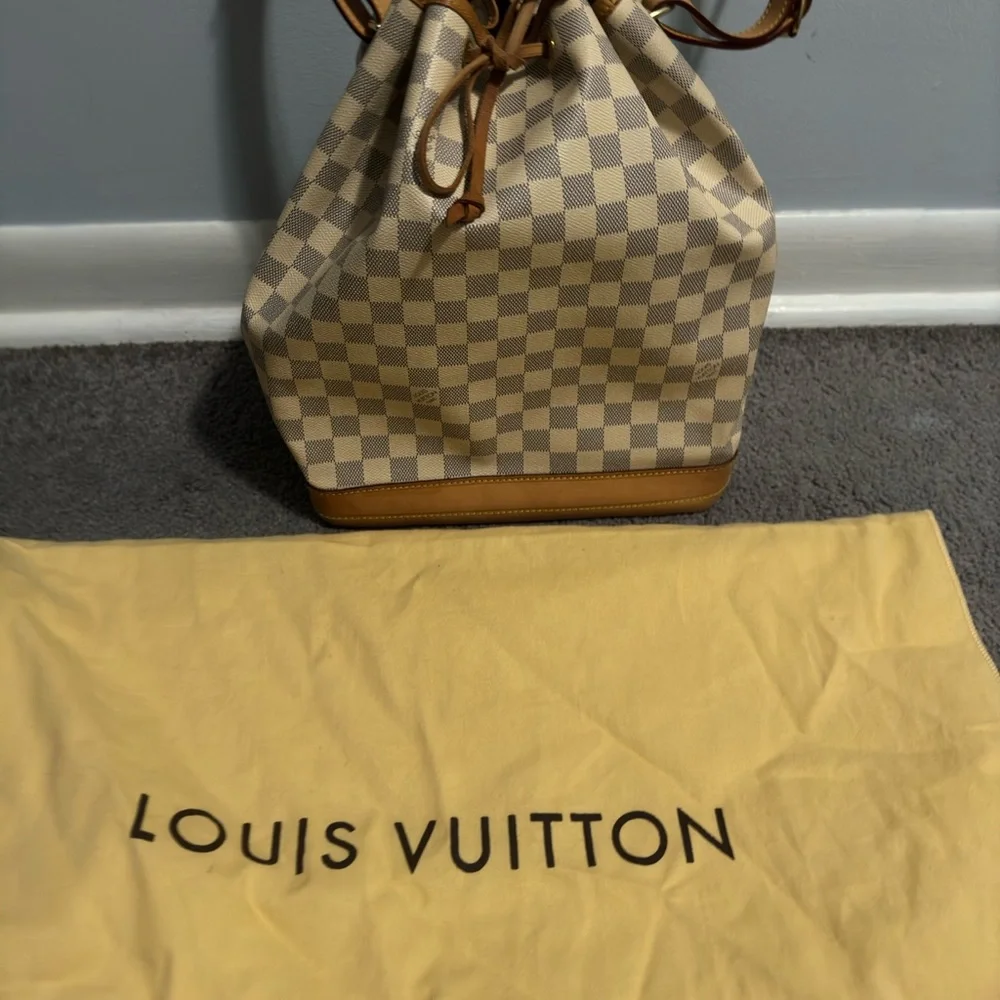 Louis Vuitton Damier Azur Beige Canvas and Brown Leather Shoulder Bag - Picture 12 of 16